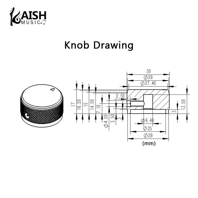 KAISH 2-Pack 1-3/16''(30mm) Diam. Aluminium Potentiometer Knobs 1/4'' Universal Metal Pot Knobs with Indicator and Set Screw for